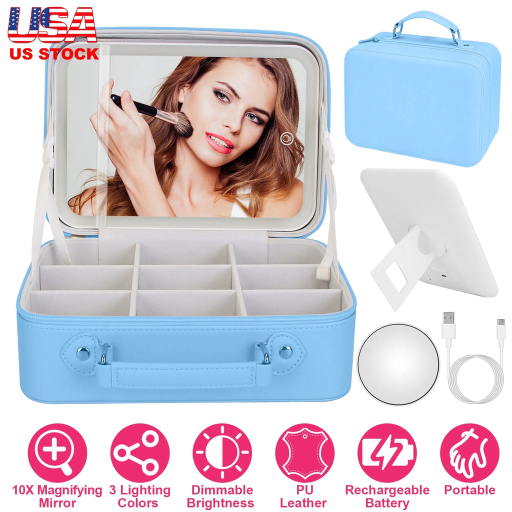 Travel Makeup Bag With 3 Light