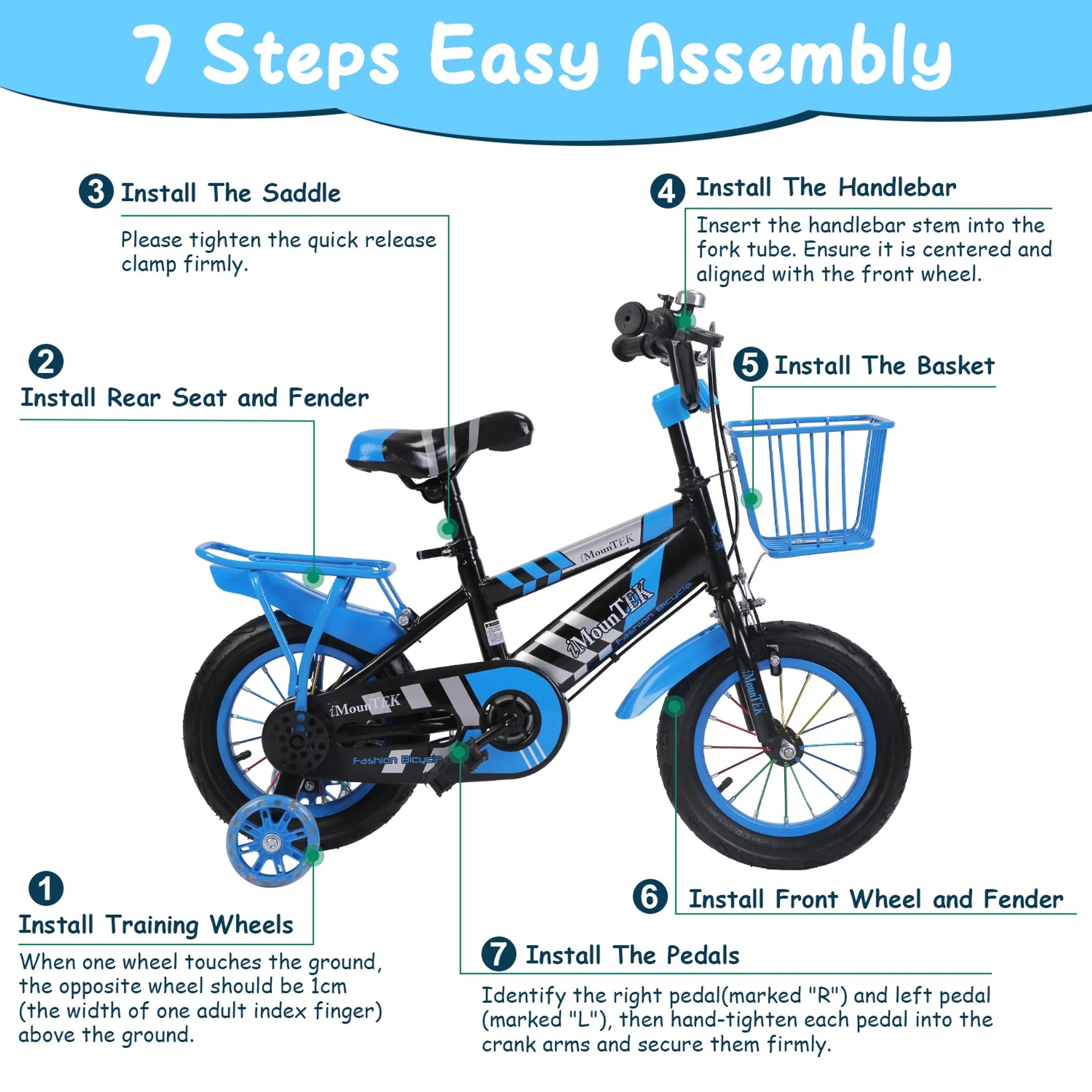16In Kids\' Bike with Training Wheels Children Bicycle with Helmet Basket